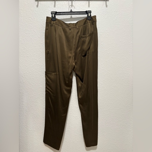 New Theory Casual Army Green Silk Pants Sz6 MSRP: $367 - Picture 6 of 8